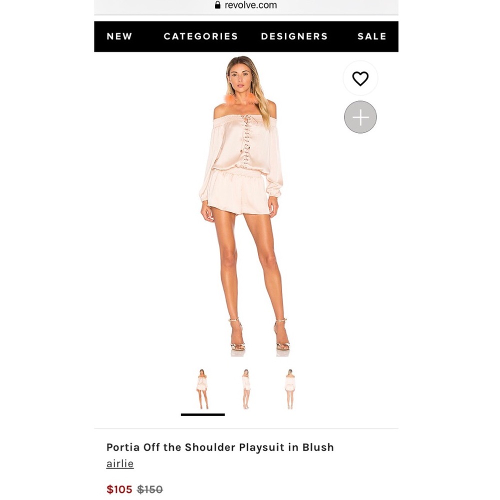 Revolve Off the Shoulder Playsuit in Blush
airlie